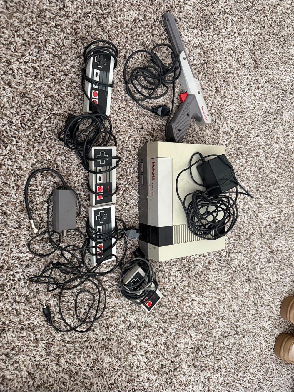 Nintendo Classic NES Console System with Gray Controllers and Gray Zapper